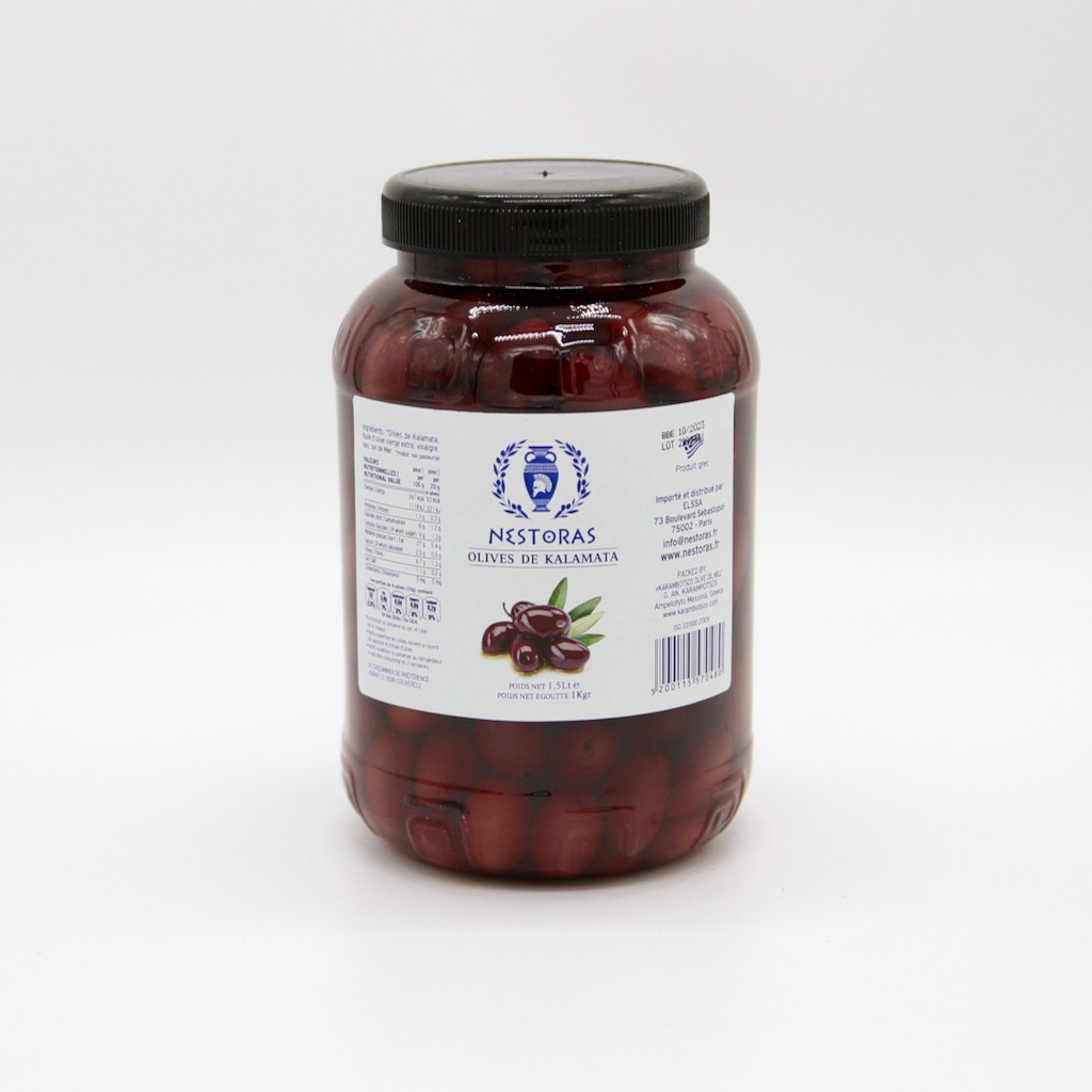 Olives de Kalamata à l'Huile d'Olive Ext. Vierge - Poids net : 1 kg